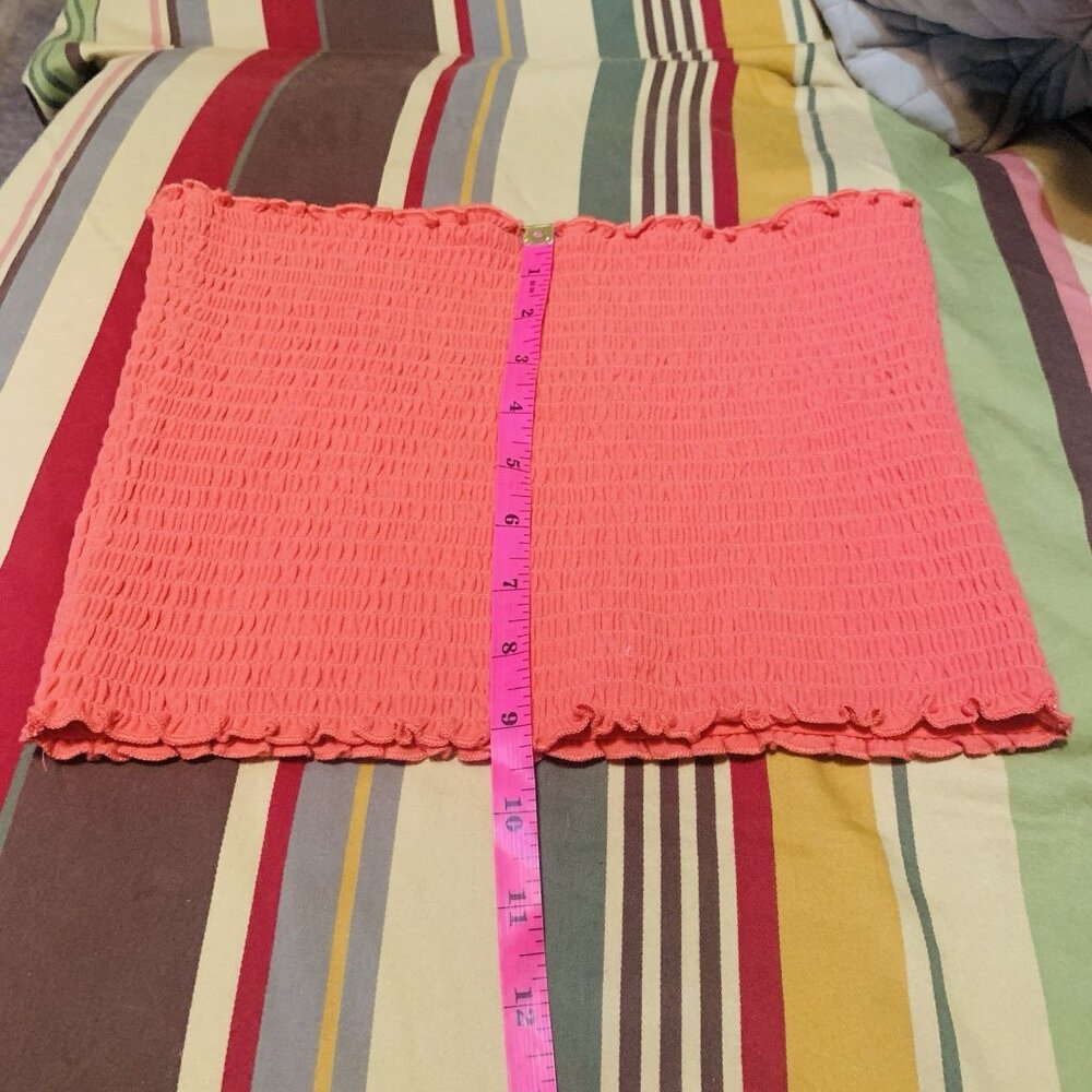 Vintage Hollister Women’s Strapless‎ Tube Top-Coral-Smocked Crop-Sz M Y2K 80’s